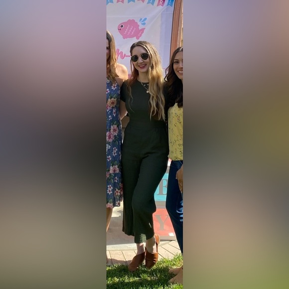 Green jumpsuit romper open back size small - Picture 1 of 3